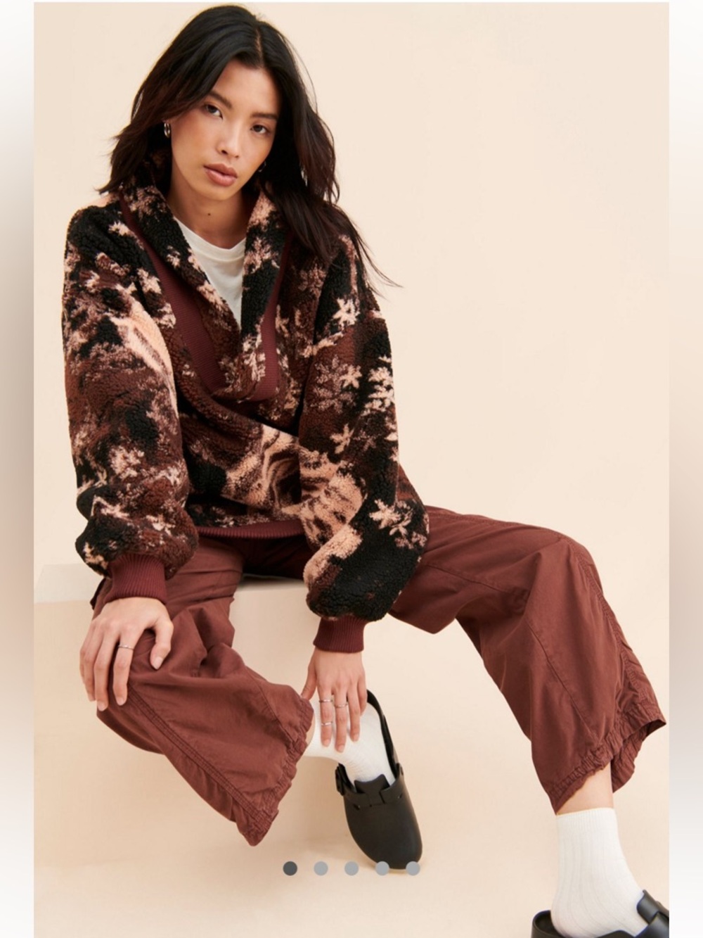 Free People Rosie Printed Sherpa Jacket Size Medium